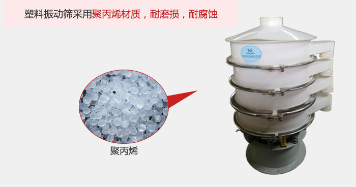 塑料振動篩主要采用塑料材質(zhì),多用與有一定腐蝕性和與金屬有一定反應(yīng)的物料使用。